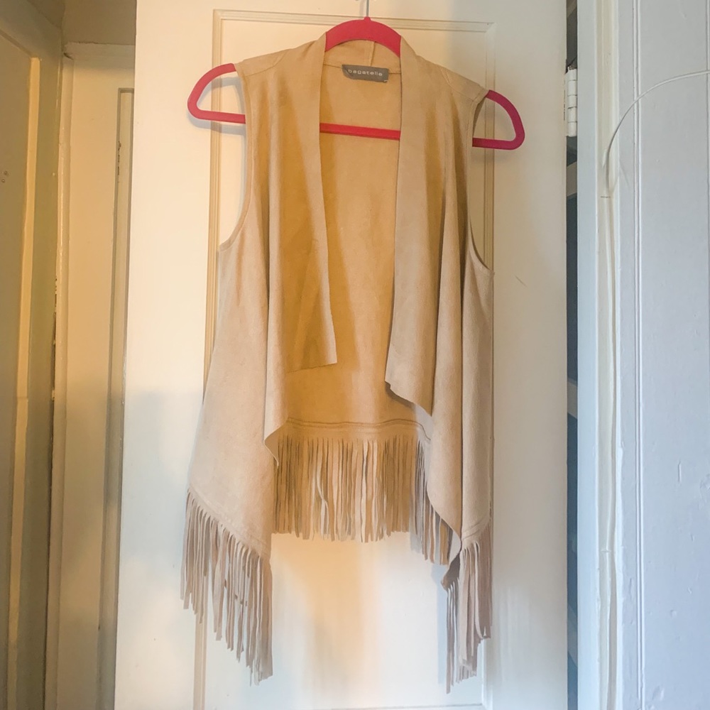 Bagatelle faux suede fringe vest
